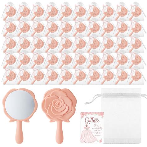 Sintuff 50 Sets Quinceanera Party Favors for Guests Rose Design Compact