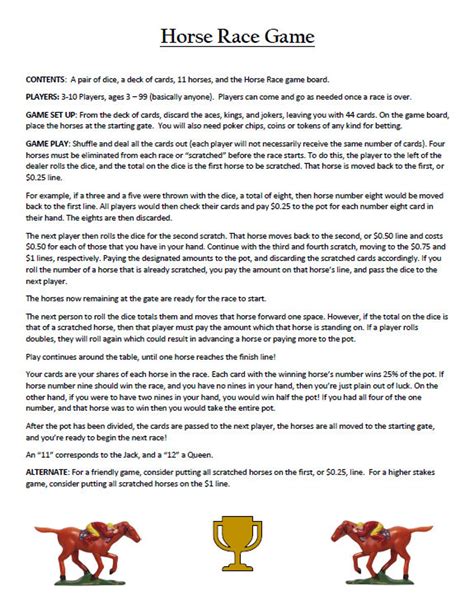 Horse Race Game Rules (downloadable) - Etsy
