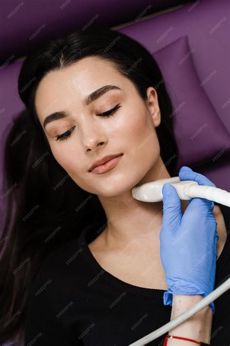 Premium Photo | Closeup thyroid ultrasound for girl for diagnosis of
