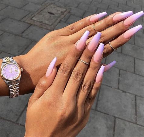 pastel ombre coffin nails | Ombre acrylic nails, Pink ombre nails, Nail ...