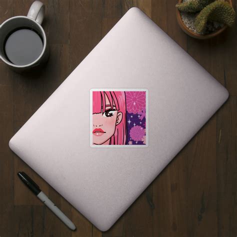 Pink Anime Girl, Half Face - Pink Anime - Sticker | TeePublic