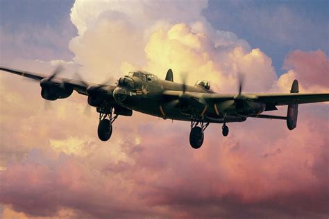 Lancaster Bomber Sunset Digital Art by Airpower Art | Fine Art America