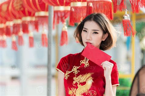 Portrait beautiful asian woman in Cheongsam dress,Thailand people,Happy ...