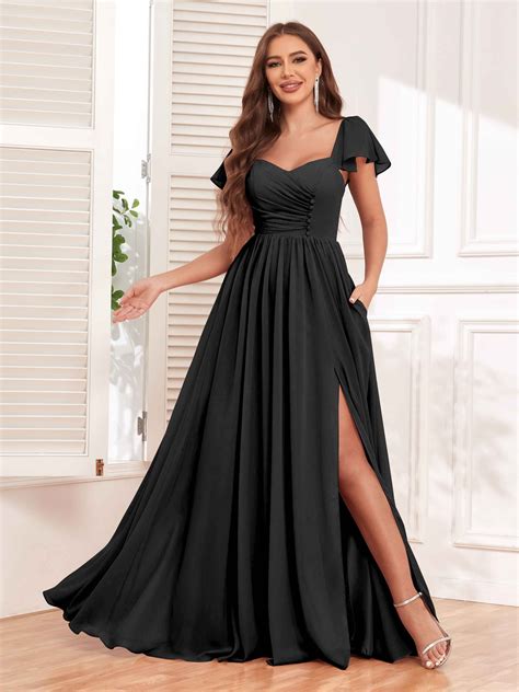 leia modest sweetheart pleated chiffon maid  honor bridesmaid dresse