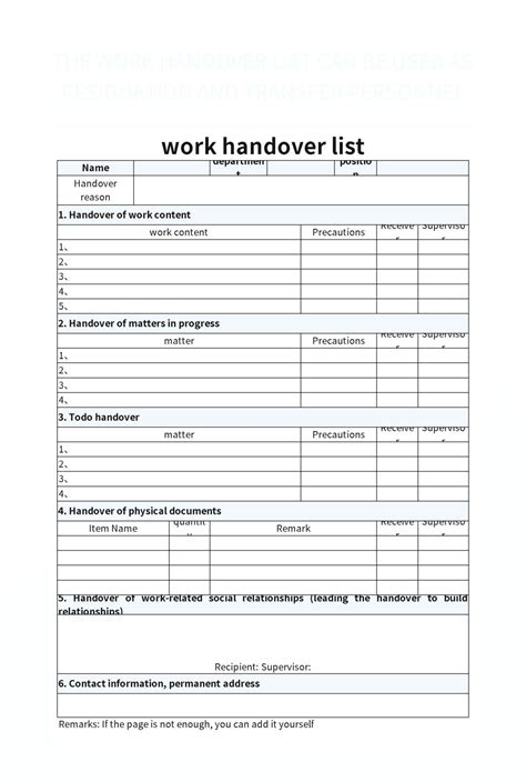 How To Write A Handover Report Template Word