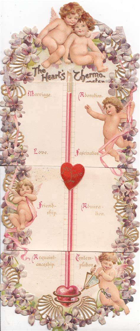 THE HEART'S THERMOMETER. MY LOVE(on 3rd.sheet), 5 nude cupids with