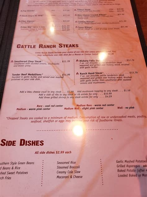 Menu at Hickory Falls Restaurant, Smyrna