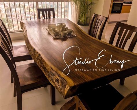 Natural Live Edge Dining Table - Studio Ebony
