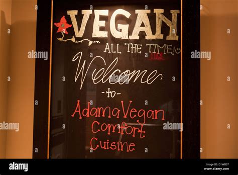 sign at Adama Vegan Restaurant, Santa Barbara, California, United ...