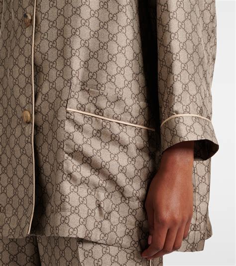 GG Supreme oversized silk shirt in brown - Gucci | Mytheresa