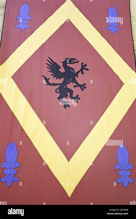 Dragon in medieval flag symbol and colors, recreation Stock Photo - Alamy