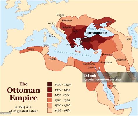 Imperio Turco Otomano - Ilustración de Mapa De Resumen De Historia Turca El Imperio Otomano En ...