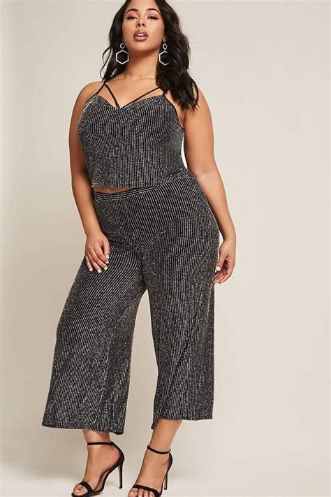 Forever 21 Plus Size Metallic Stripe Capri Pants | Cheap Plus Size ...