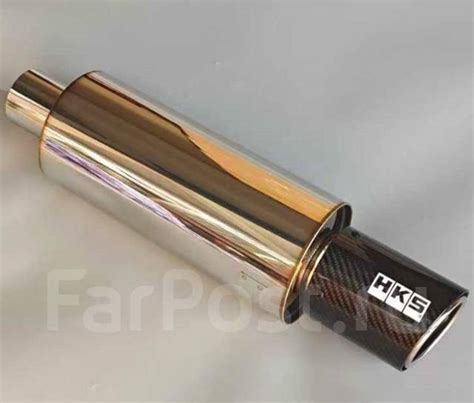 Бочка HKS style Carbon 76мм Универсальный глушитель прямоточный 51см ...