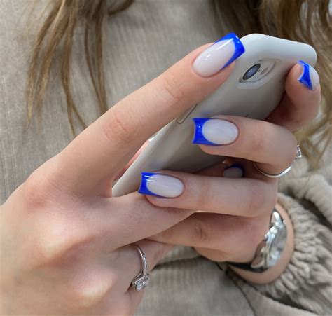 Stylish Blue French Manicure