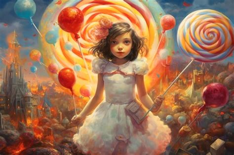 Premium AI Image | A cartoon fantasy character of a girl surrounded by ...