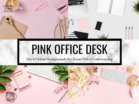 Pink Office Zoom Background 4 Virtual Photos for Video Call ...