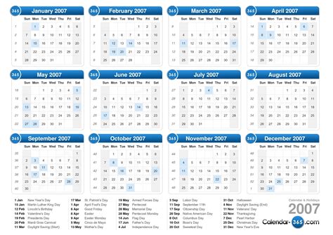2007 Calendar