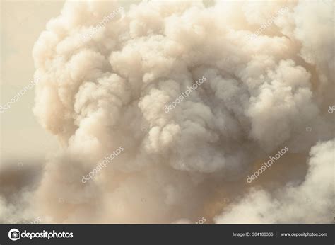 Dense White Smoke Rising Raging Wildfire Smoke Background Close ...