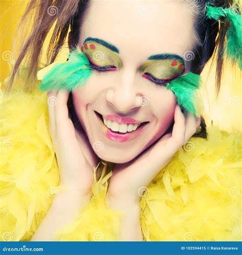Crazy girl, close up stock image. Image of cosmetics - 102594415