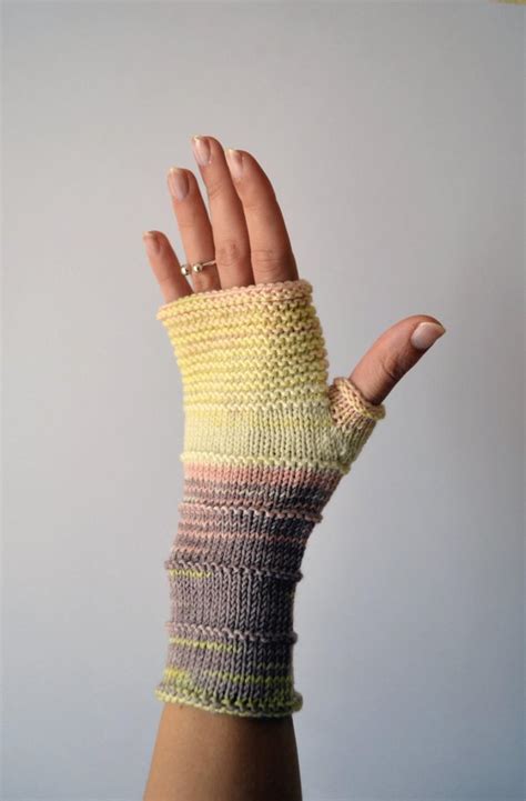 Knit Fingerless Gloves - Merino Wool Fingerless - Colorful Accessories ...