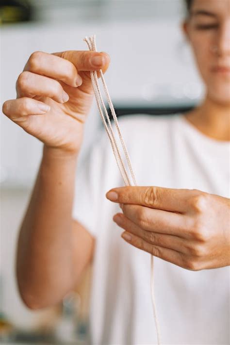 woman measuring strings  stock photo