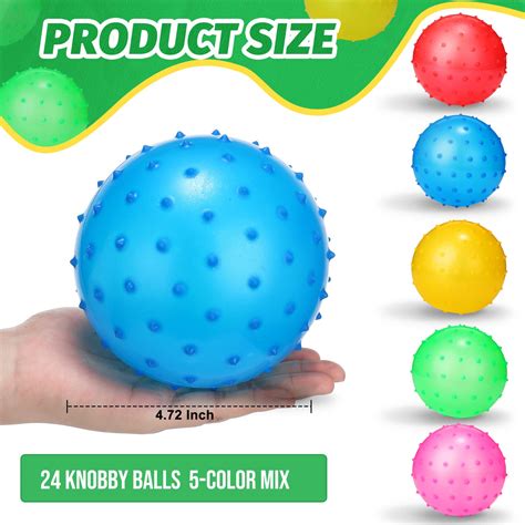 Snapklik.com : 24 Pieces Knobby Balls Spiky Bounce Ball Toy Large