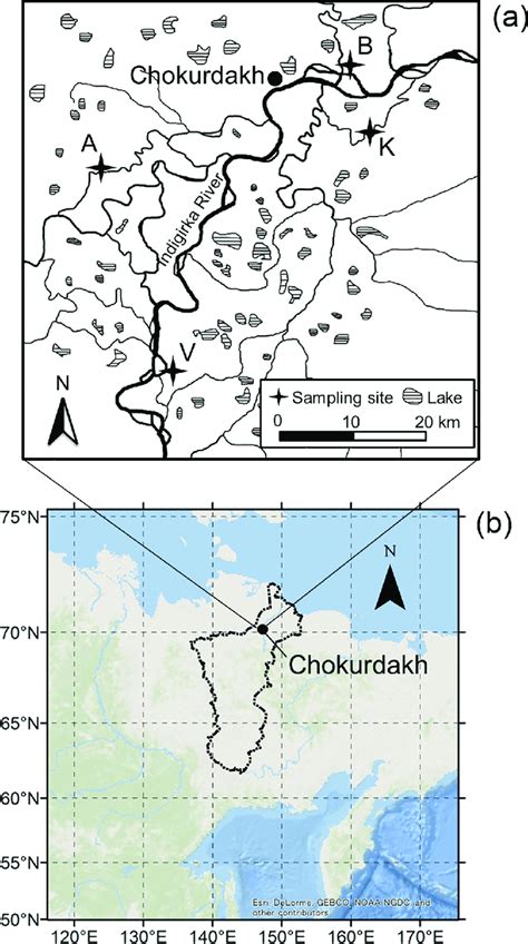 Locations of the study sites in northeastern Siberia. (a) Thick and ...