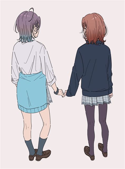 Anime Sisters Holding Hands