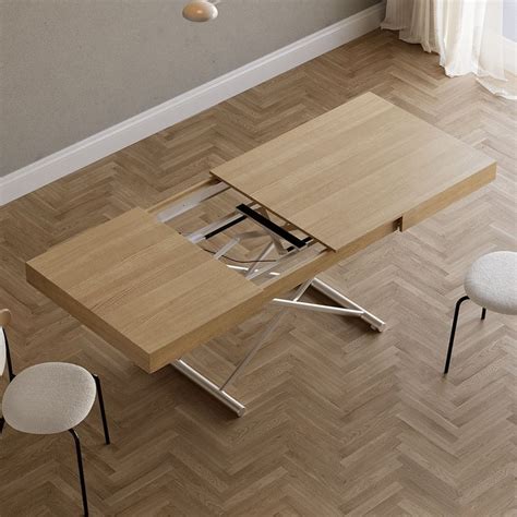 Modern Natural Wood Extendable Coffee Table & Dining Table Rectangle ...