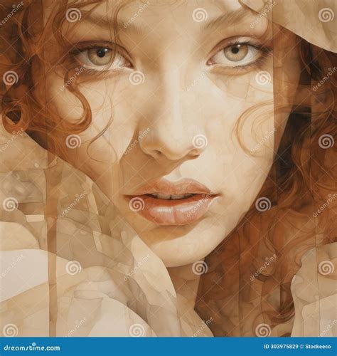 Ethereal Illustration: Captivating Close-up Portrait of a Curly Haired