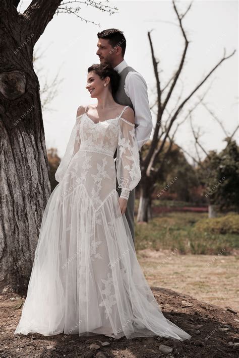 Boho wedding dress with bell sleeves 60 photos - Astyledwedding.com