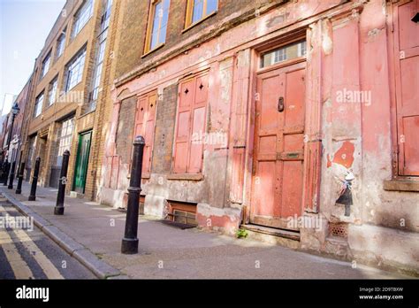 Landscape View of the Deteriorated Front Side of a Red Building Stock ...