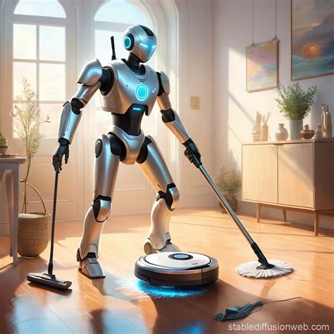 Humanoid Robot Cleaning with Vacuum Assistant | Stable Diffusion Online