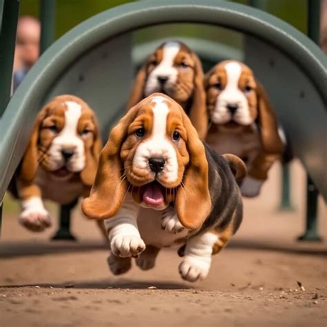 Premium Photo | Obese Basset Hound puppies having fun