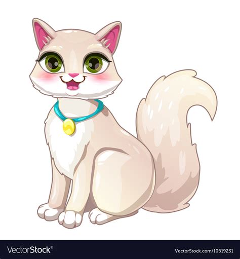 Cute cartoon pretty white girl cat Royalty Free Vector Image