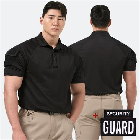 경호 택티컬 셔츠 아머 전술 반팔 카라 티셔츠 + 시큐리티 가드 패치 - 가드 보안 시큐리티 스태프 강철부대 안전 - 티셔츠 | 쿠팡