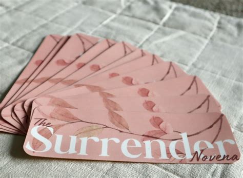 Printable Surrender Novena Prayer Card Set, Pink, Floral, 12 Cards
