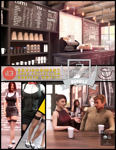i13 Trendy Coffee Shop Bundle | Daz 3D