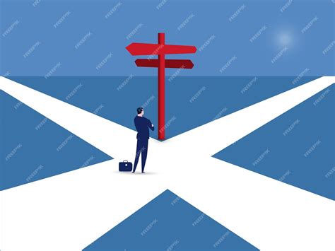 Premium Vector | Businessman standing on middle way and choosing