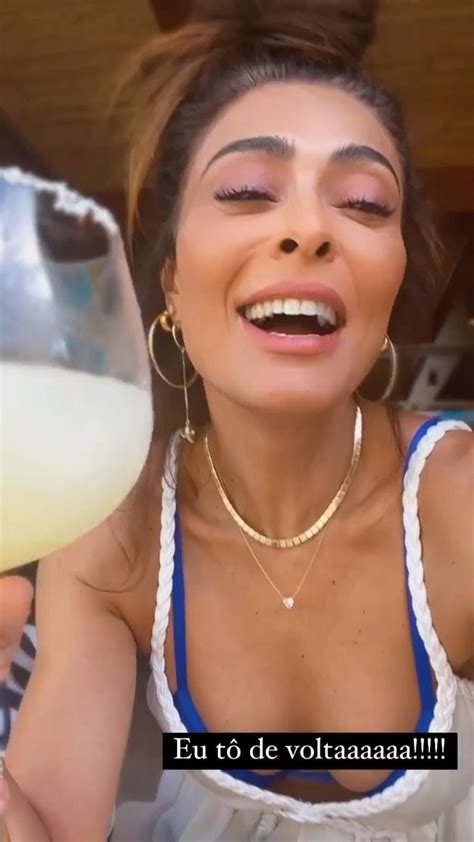 Após 6 dias longe das redes sociais, Juliana Paes aparece com drink