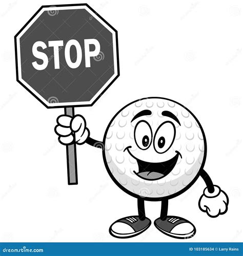 Golf Ball with Stop Sign Illustration Stock Vector - Illustration of