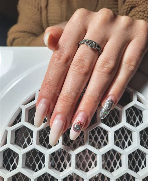 Overgrown Gel Polish Nails Manicure. Female Hands with Overgrown Nail ...