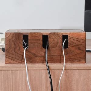 Handmade Wooden Cable Management Box Walnut Cable Storage Box Charger ...