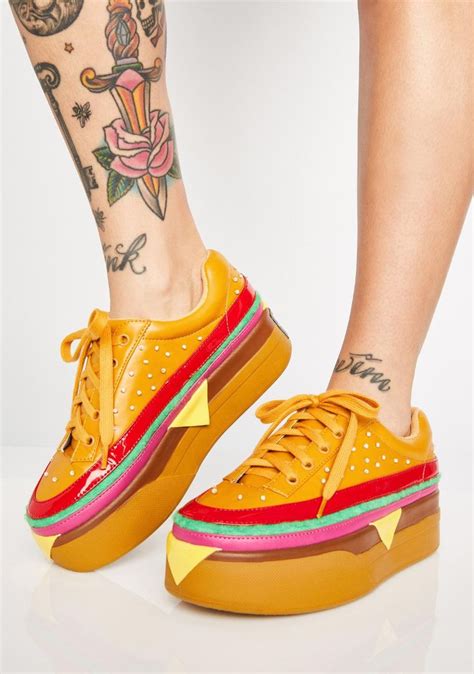 Cheeseburger Shoes - EXTRA CHEESE PLZ BURGER SNEAKERS Chunky Sneakers ...