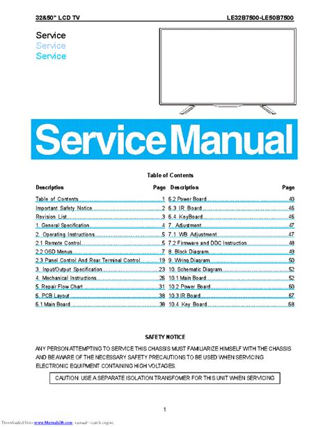 HAIER LE32B7500 LE50B7500 SM Service Manual download, schematics ...