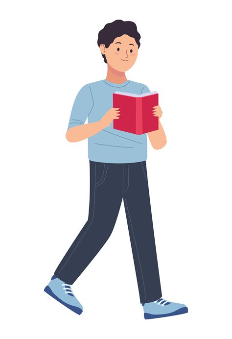 man walking reading book 4314047 Vector Art at Vecteezy