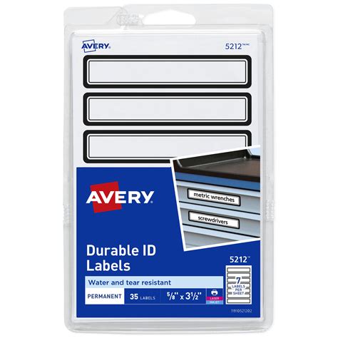Avery Durable Labels, 5/8" x 3-1/2", Black Border, 35 Total (5212