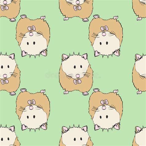 Large Cute Hamster Collection Pattern with Soft Green Background Repeat ...