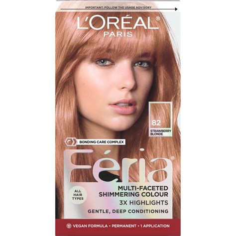 L'Oreal Paris Feria Shimmering Permanent Hair Color, 82 Strawberry